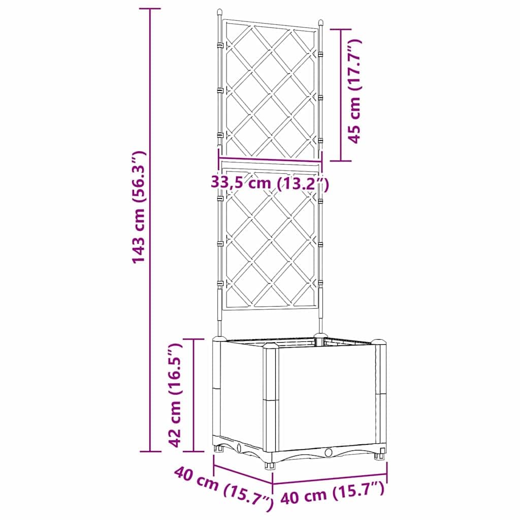 Jardinera de plástico gris claro, 40 x 40 x 143 cm, jardinera para exteriores, balcón, terraza, con resistencia a las heladas y almacenamiento de agua para hierbas y plantas