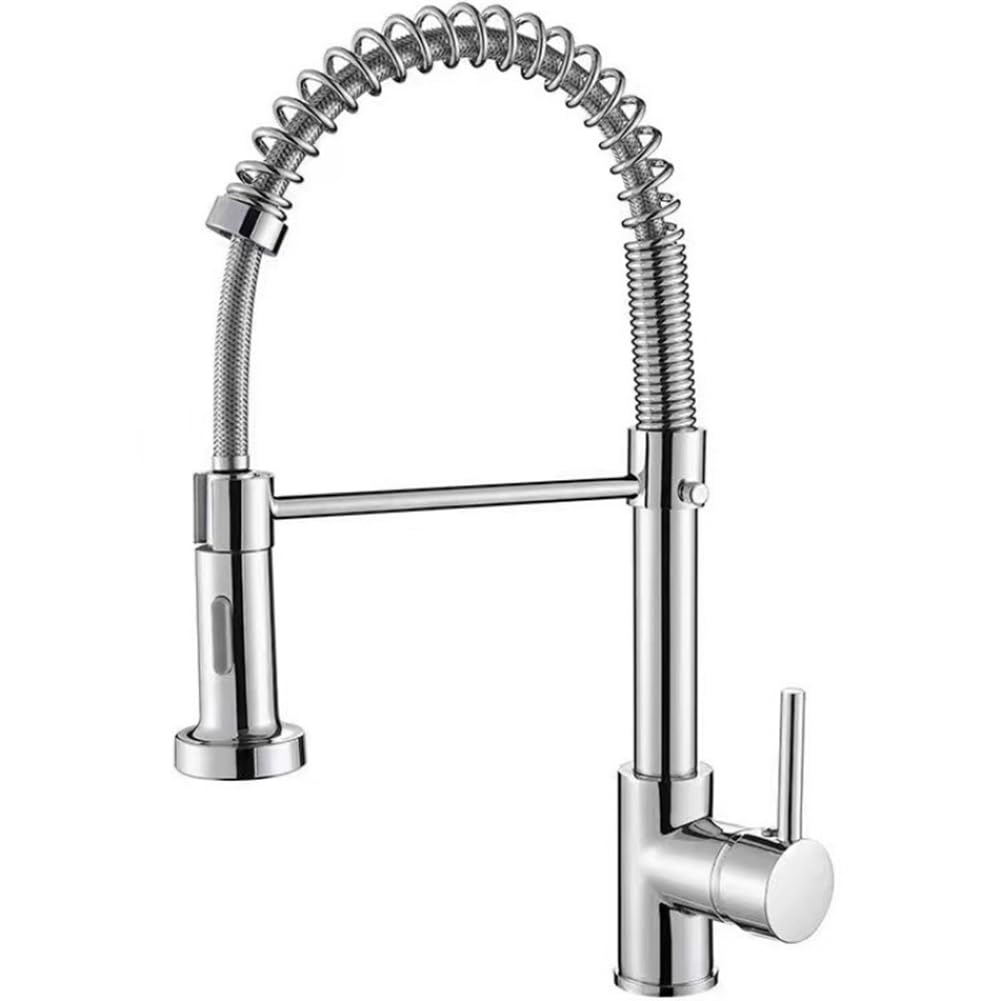 Aundhegrtt Silver Kitchen Faucet With Pull Down Sprayers Single Handle Single Hole Rv Kitchen Faucet For Farmhouse Bar Laundry Sink