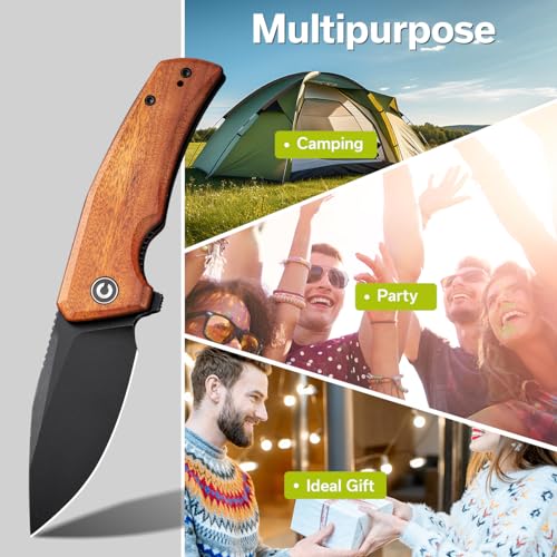 CIVIVI-Pocket-Knife-for-EDC-Regulatron-Folding-Knife-for-Men-with-Flipper-Opener-Liner-Lock-298-Nitro-V-Blade-Wood-Handle-for-Camping-Hunting-C23006-3