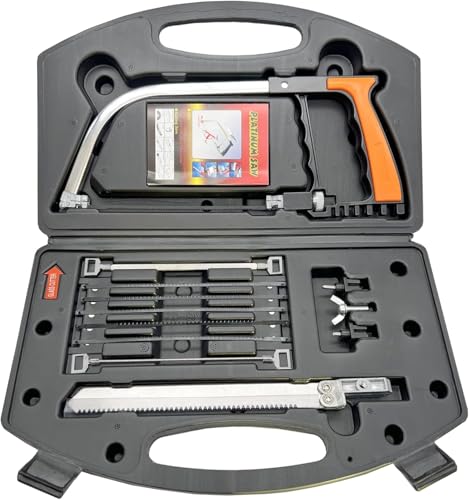 13 in 1 Multifunctional Hacksaw Tool for Metal/Wood/Plastic Cutting | Interchangeable Blades & Storage Box | Compact Design for DIY Projects & Precision Cutting (Orange) (Black and Metallic)