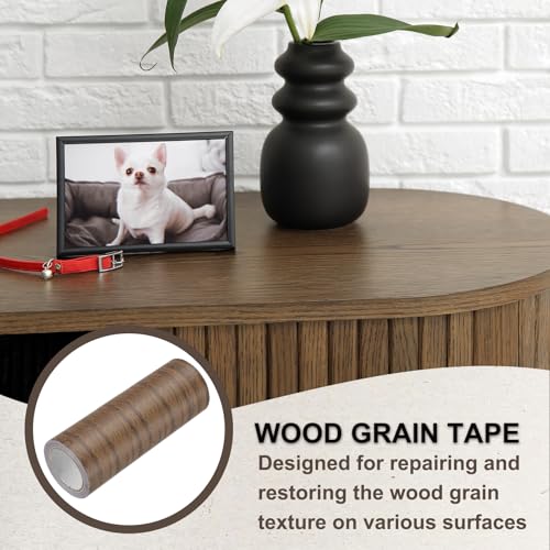 Image of PATIKIL Wood Grain Tape 4.7 inch x 15 Ft, Self-Adhesive Wood Texture Repair Tape Realistic Wood Effect Contact Paper Patch for Furniture Cabinets Floor Walls Home Decoration, Dark Brown Oak