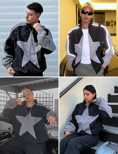 Aelfric Eden Reflective Stripe Star Zipper Jacket Graphic Oversized Lightweight Jacket Casual Comfy Soft Coats3