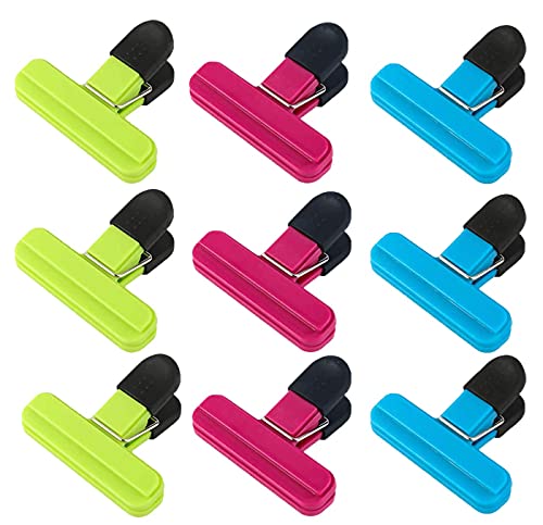 Netume Fermeture Sachet Alimentaire, 9pcs Plastique Pince Alimentaire Fermeture Pour Sac Ouvert /Sac de Café, Pince Sachet Fermeture pour la Cuisine,Maison, Bureau, Couleurs Assorties