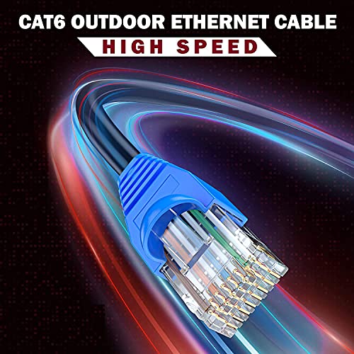 Image of Sadow 25 Meter Cat6 Outdoor Ethernet Cable Cat 6 Network Cable Heavy Duty Direct Burial In-Ground 24AWG UTP Waterproof UV Resistant RJ45 LAN Cable (25)