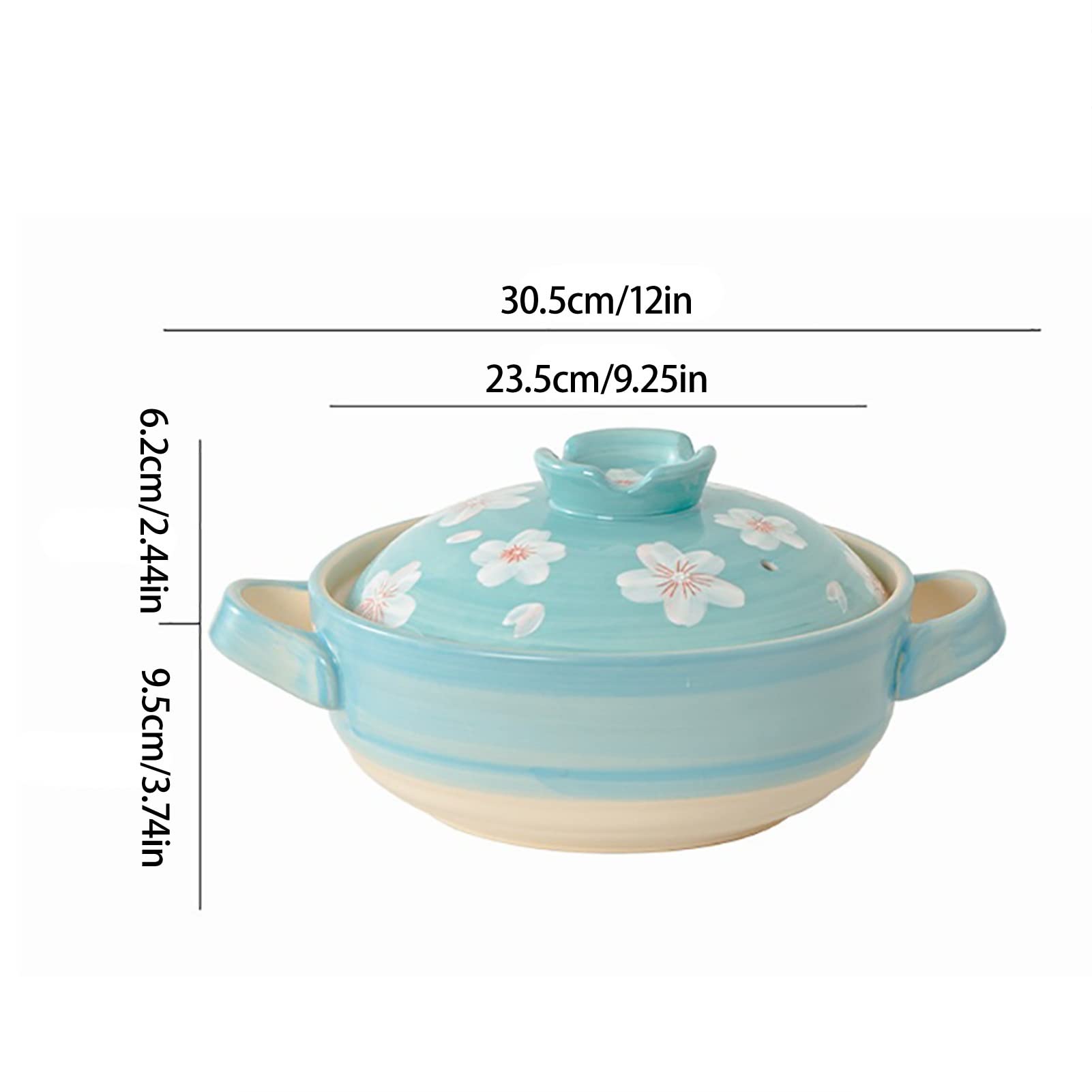 Szef Kuchni Gliniany Garnek Do Gotowania Ręcznie Malowany Ceramiczny Dutch Oven Z Pokrywką Uchwyty Garnek Gliniany Do Pieczenia Otwarta Płomień(Green)