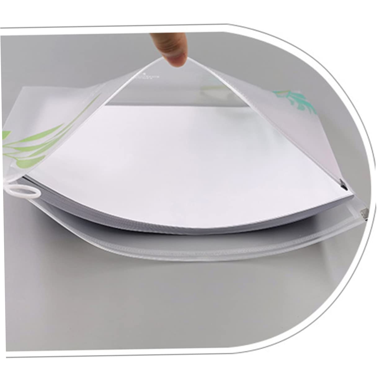 NUOBESTY 8pezzi Borse File Zipper Trasparenti Porta Documenti e Multifunzionale Per Ufficio e Scuola Organizer Pratico Con Motivo Foglie