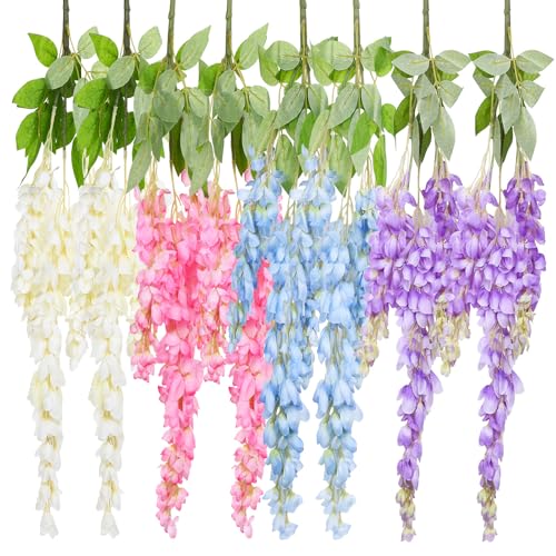 Domigard 8 Stück Künstliche Glyzinien Hängende Blumen,60cm Kunstpflanze Künstliche,...