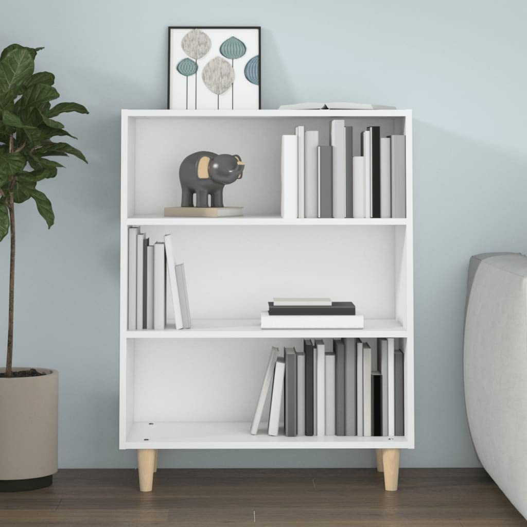 Credenza bianca in legno, 69,5 x 32,5 x 90 cm, con 3 ripiani, per soggiorno, corridoio, camera da letto, armadietto con spazio e superficie liscia