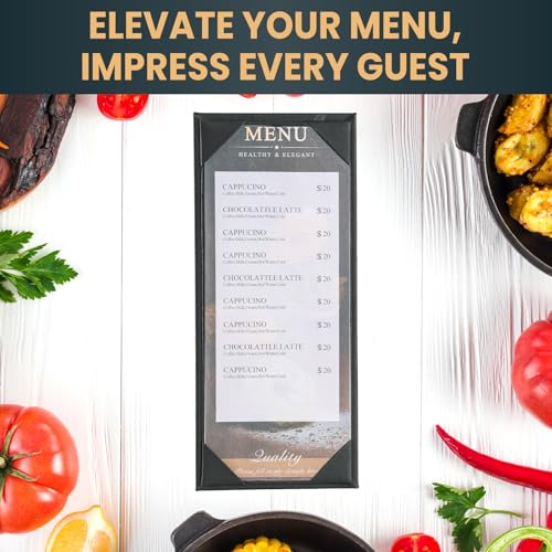 10 pack 1 view menu holder menu covers 42534 x 1134  10 pack black leather menu sleeves book style for restaurant coffee bars wine list 1 view 10 pack