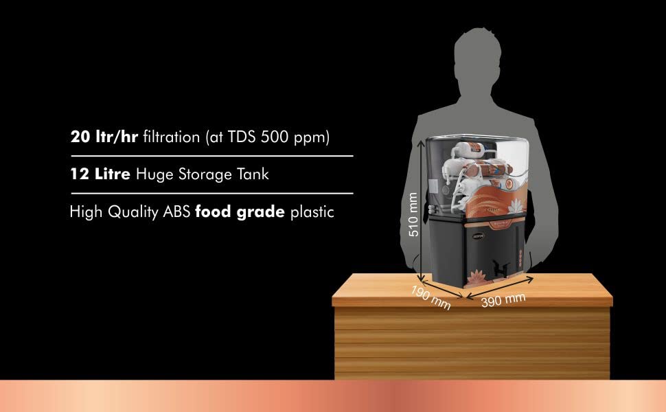 Image of Addyz Smart Water Purifier Copper + Mineral RO+ UV +TDS Controller with elegant design 12 Litres Storage with Goodness of Copper (Made in India)