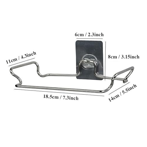 Miniatura 3 de Soporte de bolsa de basura para puertas de gabinete y armarios, soporte de bolsa de basura de acero inoxidable con adhesivo de base, papelera
