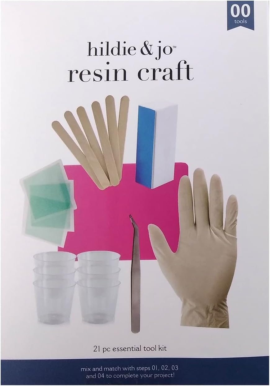 Hildie &amp; Jo Resin Art Supplies Kit, 22 Pieces | Starter Set with Essential Resin Tools for Crafts, Jewelry, and Mold Making | Reusable Silicone