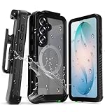 MOTIVE for Phone Case Samsung s26, Full Body 360° Waterproof with Belt Clip Holster, Built-in Screen Protector, Magnetic Charging, Designed for Samsung s26 case with Screen Protector | 6.3” - Black