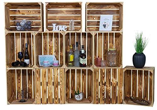 Vinterior Großes Regal Mammut als Raumtrenner oder Deko-/Bücherregal Wohnwand Bücher (Geflammt)