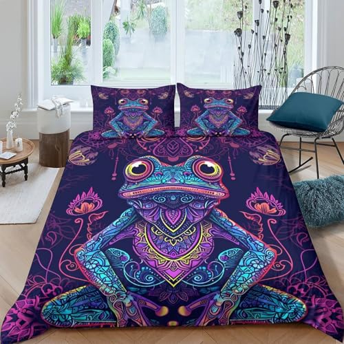 Housse de couette 220x240 Caniche fleurs lit imprimé 3D microfibre