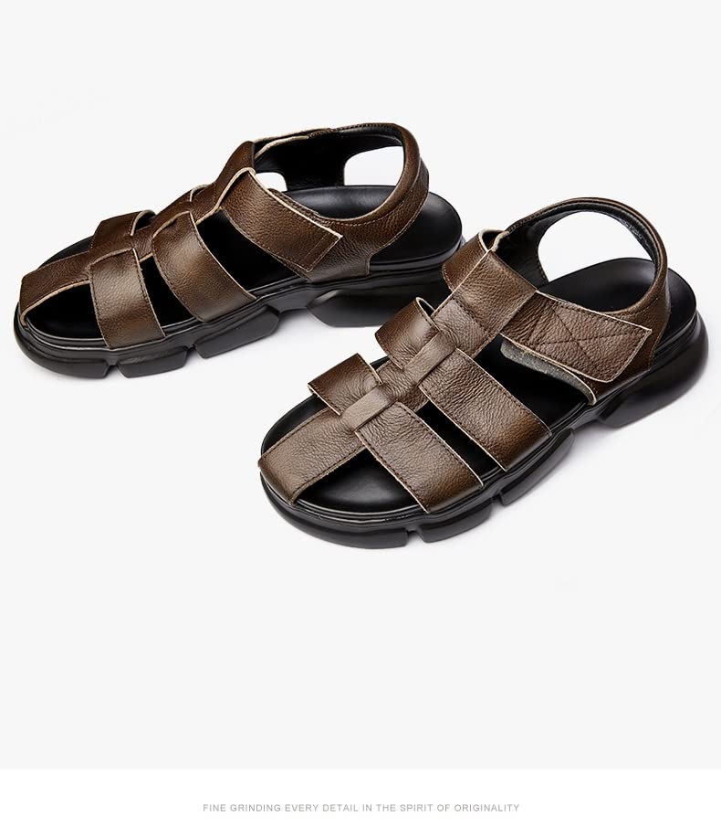 Men's Leather Sandals Hollow Roman Sandals Men's Outer Shoes British Beach Shoes2