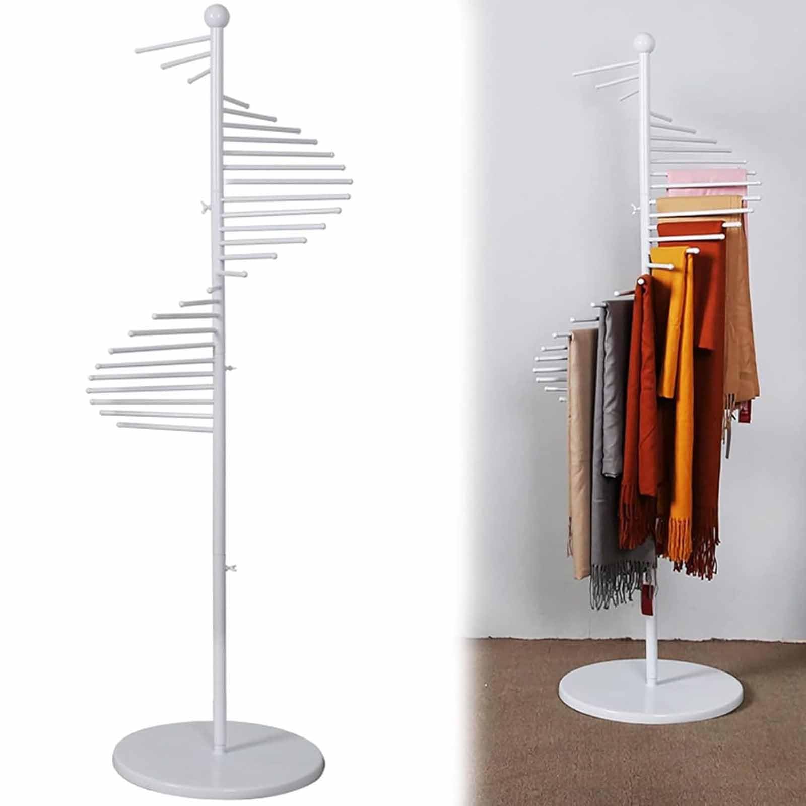 Soporte de metal en espiral para bufandas, ahorro de espacio, para bufandas, cinturones, pantalones y mantas, solución de almacenamiento de ropa para el hogar y comercial