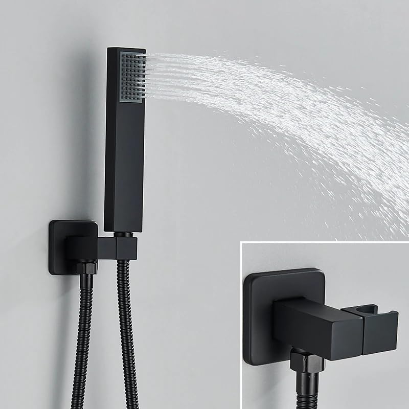 Ensemble Combiné de Douche Cascade Baignoire Mural Noir Mat - 4