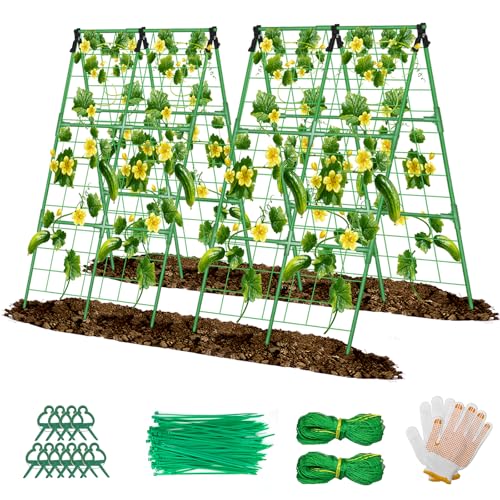 2 Pack Cucumber Trellis, 34'×48' Garden Trellis for Climbing Plants Outdoor, A-Frame Vegetable Trellis for Raised Bed, Support for Tomatoes, Squash, Zucchini, Vegetables & Flowers