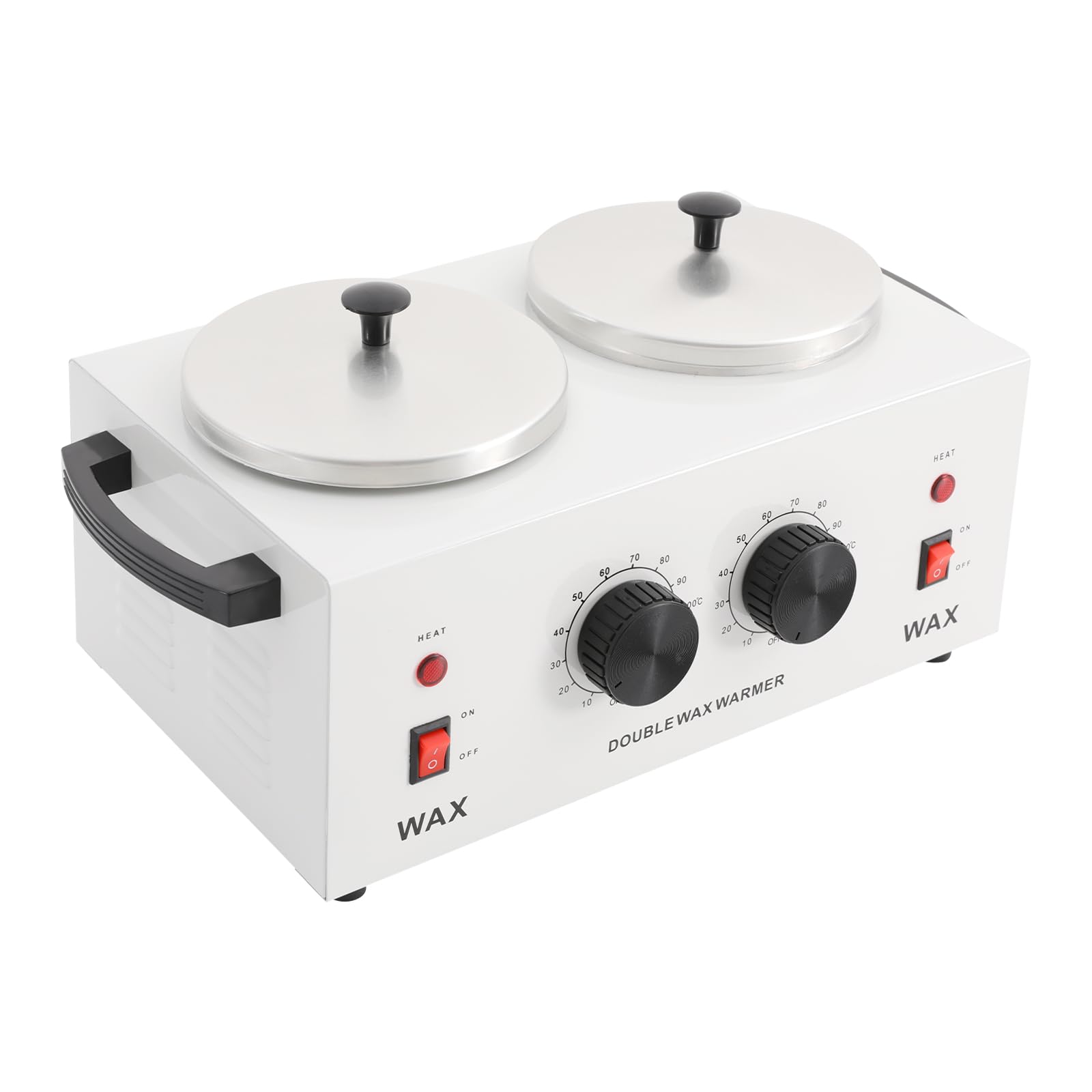 Elektryczny podgrzewacz wosku 200 W, 2 x 400 ml, regulacja temperatury 0 – 100 °C, do woskowania, depilacji, profesjonalny topiarka do wosku z pokrywką do salonu, spa i użytku domowego