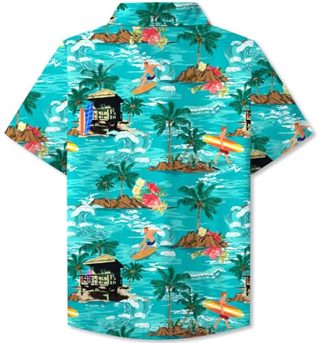 Image of SANGTREE Girls & Women's Hawaiian Shirts Button Down Short Sleeve Floral Tropical Shirt Beach Vacation Blouse Tops