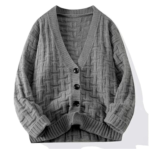 Men's Knitted Cardigan V Neck Loose Fit Retro Style Thick Knit Sweater Casual Fall Winter Outerwear3
