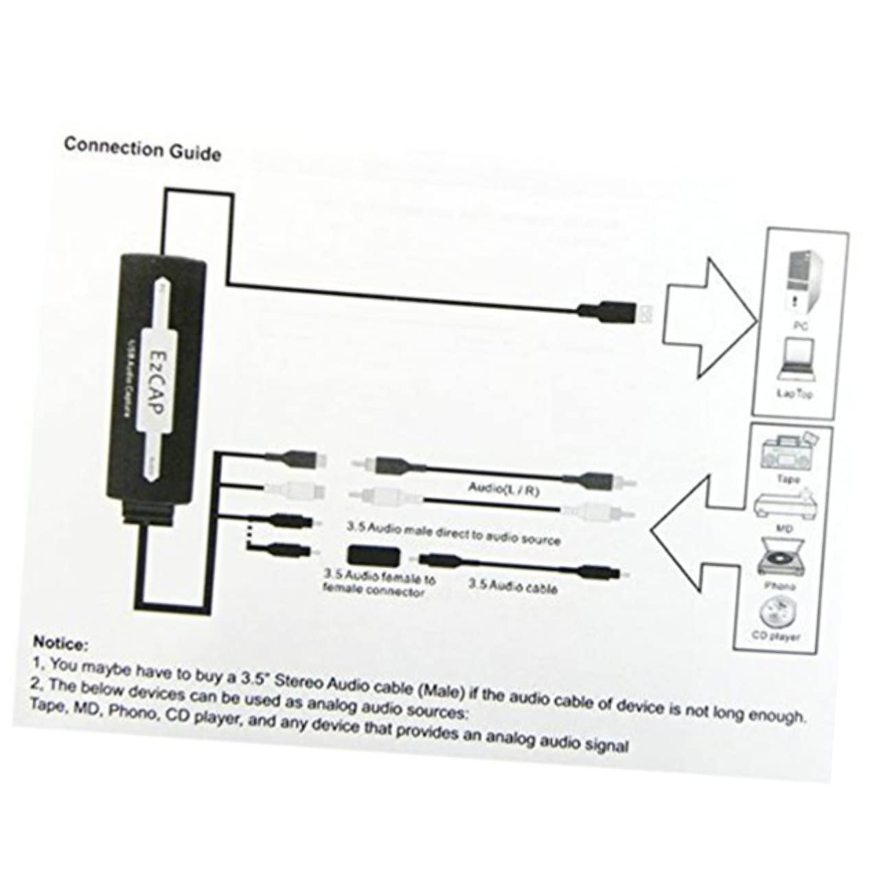MUCKLILY Audio Acquisition Card for Turntable Cassette Tape Recording Mp3/ Conversion/Compatible
