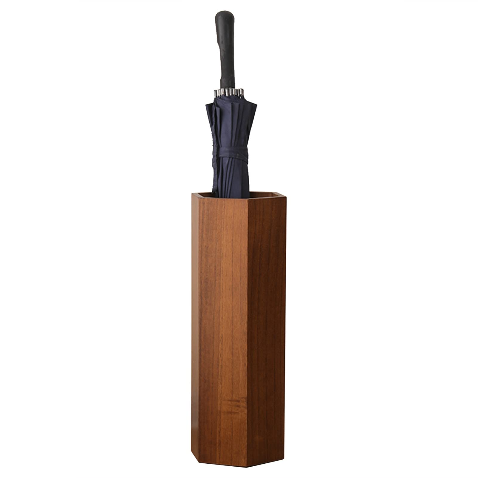 HYLYGFH 19" Hexagon Wooden Umbrella Stand - Stylish Entryway Umbrella Holder in Walnut/Oak, Water-Resistant Indoor Storage Solution for Umbrellas