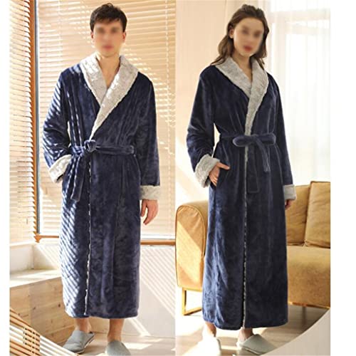 Fat Guy Winter Robes Men Women Coral Fleece Thickened Extended Long Bathrobe Couple's Flannel Warm Dressing Gown3