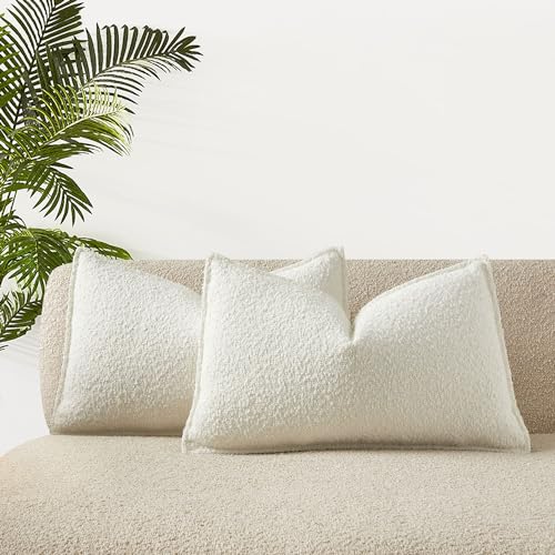 JUSPURBET White Decorative Pillow Covers 16x24 Set of 2 Throw