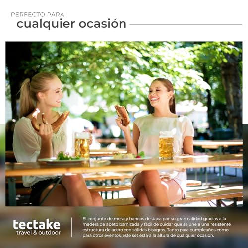 tectake® Conjunto Jardin Exterior, Mesa Picnic Madera con Bancos para Exterior, Resistente, Exterior Ideal Camping, Mesa Plegable Jardin, Muebles de jardín compactos - imagen 7