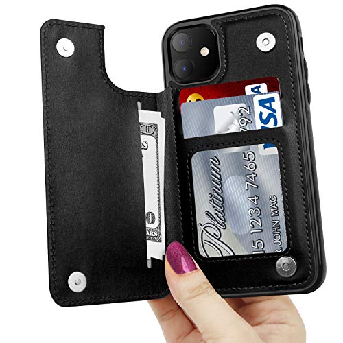 Capa LETO para iPhone 12, capa para iPhone 12 Pro, capa carteira de couro flip luxuosa com compartim