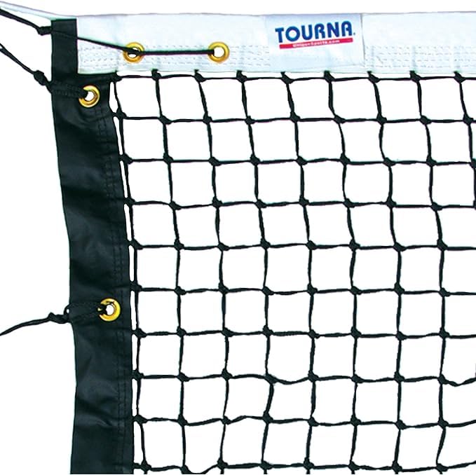 Tourna 3.5mm Deluxe Heavy-Duty Single Braid Tennis Net, Tapered – Optional Seasonal Court Maintenance Kit