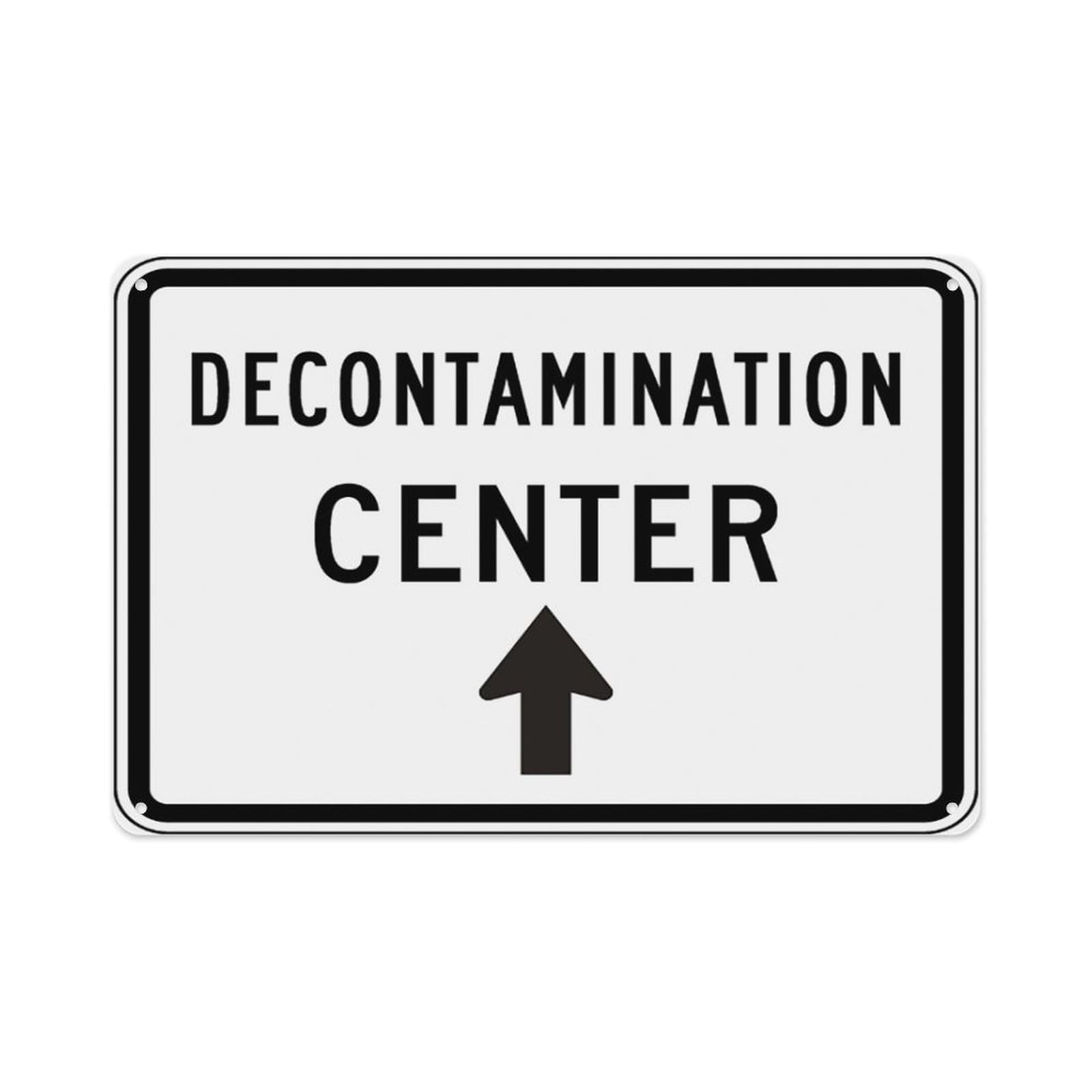 peiyeety Decontamination Center (Upward Arrow) Sign Aluminum Tin Warning Signs For Home Outdoor Garden 12X16 Inches
