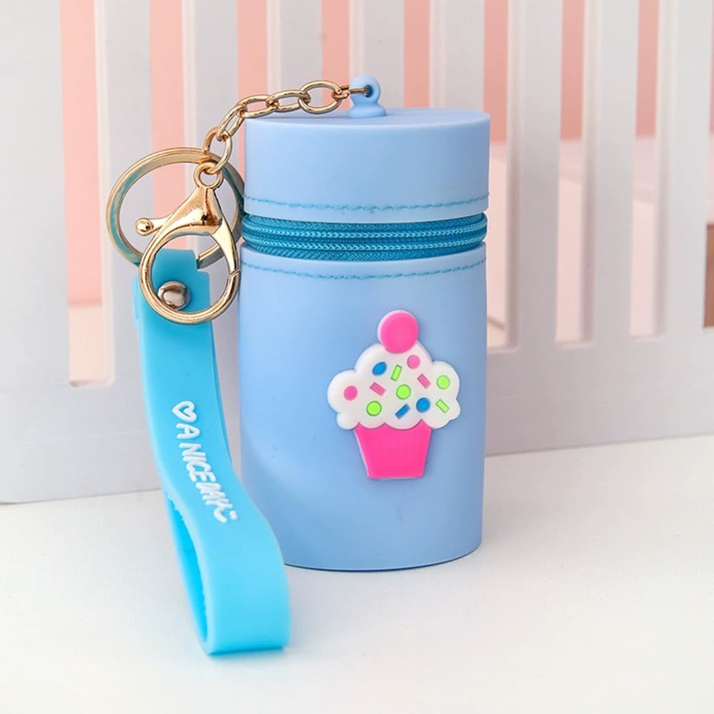 Silicone Coin Purse Cute Mini Change Pouch Headphone Storage Bag with Keychain Portable Coin Wallet Lipstick Case Bucket Bag