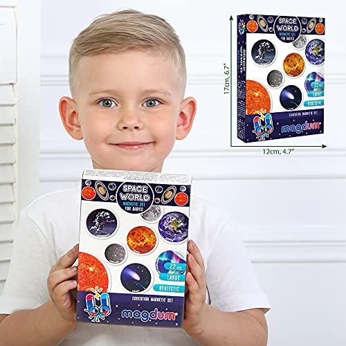 magdum SPACE Photo Solar System Learning Magnets for kids- Planet Astronomy Universe Galaxy Magnets for Fridge- Magnetic EDUcational toys toddlers baby 3 year- Astrology Planets Space-lover BEST GIFT
