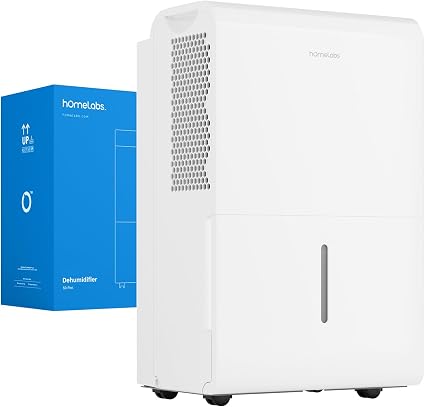 hOmeLabs Dehumidifier 7,000 Sq Ft 50 Pint (MAX 120 Pint at 95°F, 90% RH) | WIFI + Upgraded Advanced Humidity & Moisture Control, Quiet, Efficient, Auto Shut-off, Ideal for Home, Basement, Office