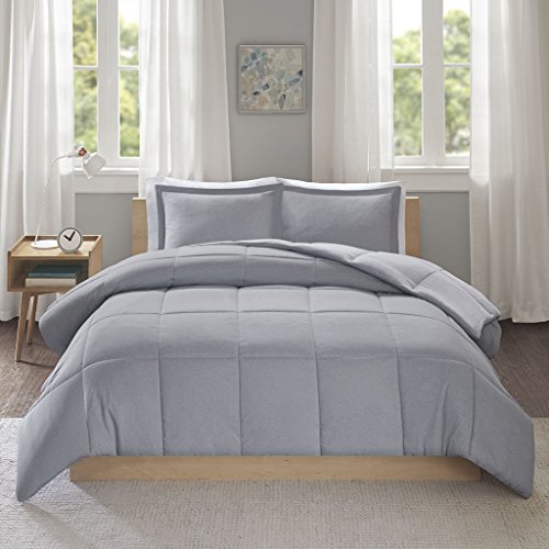 Intelligent Design Carson Reversible Frosted Print Plush To Heathered Micofiber Comforter Set, Full/Queen, Grey #TOP2