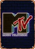 Music Neon Signs Mtv Retro Neon Sign Plaque Poster Metal Tin Sign Vintage Retro Wall Decor Tin Sign 6x8 in