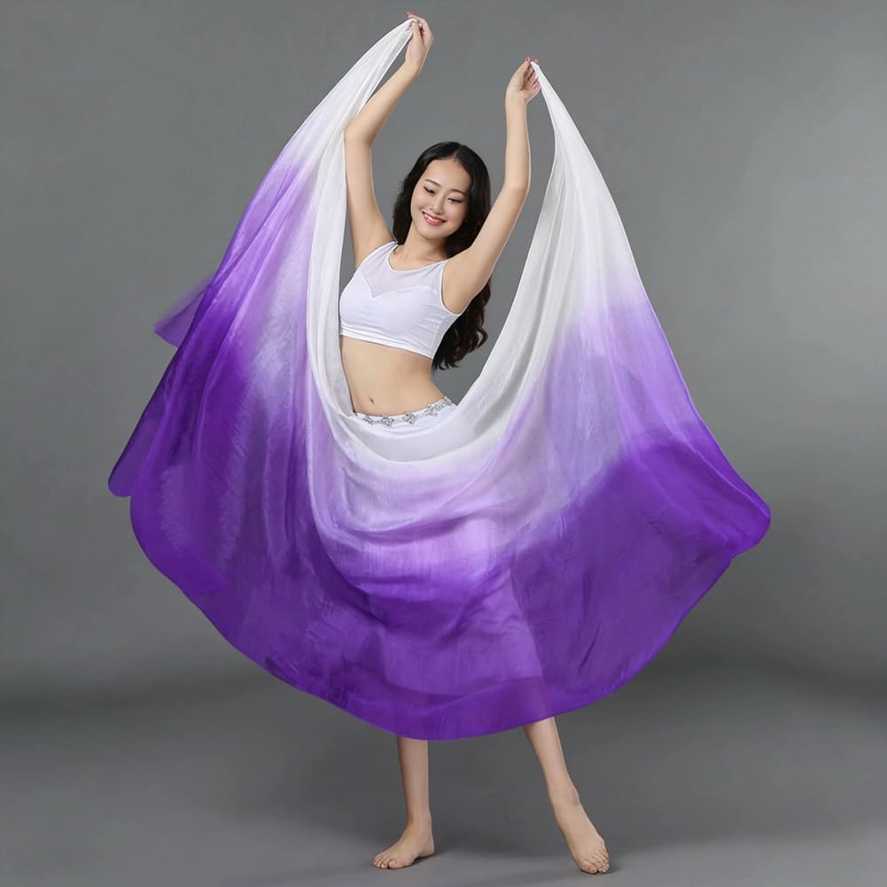Real Veils Light Silk Belly Dance Hand Veil Silk 250cm* 114cm Adults Stage Performance - Image 2