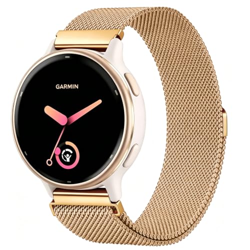 Image of 20mm Strap Compatible with Garmin Vivoactive 5 Strap/Vivoactive 6/3/3 Music/Venu Sq 2/Venu/Venu Sq,Stainless Steel Magnetic Buckle Milanese Replacement Band,suitable for Forerunner 55/165/245/645-42mm