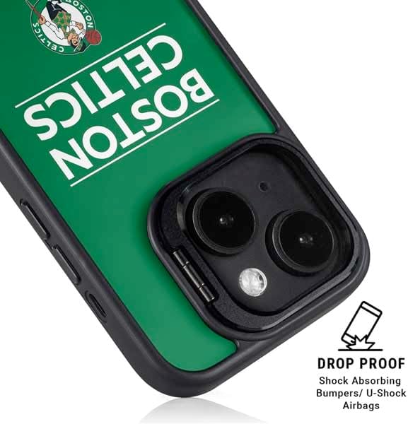 Skinit Kickstand Phone Case Compatible with iPhone 15 - Officially Licensed NBA Boston Celtics Standard - Green Design