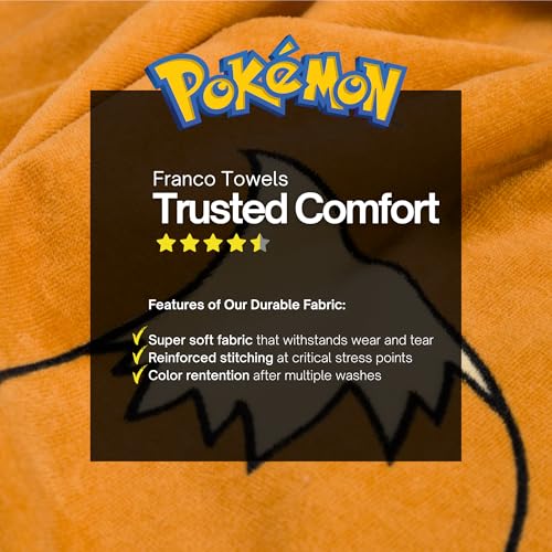 Image of Pokemon Eevee Kids Super Soft Bath /Pool /Beach Soft Cotton Terry Hooded Towel Wrap, 24 in x 50 in, (Officially Licensed Product) By Franco