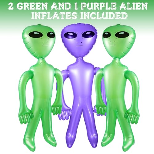 BBTO 3 Pcs Alien Inflates Inflatable Jumbo Alien Blow up Toy for Party Decorations, Halloween, Birthday, Theme Party(35 Inch,Green, Purple) by BBTO - Used condition - Image 8