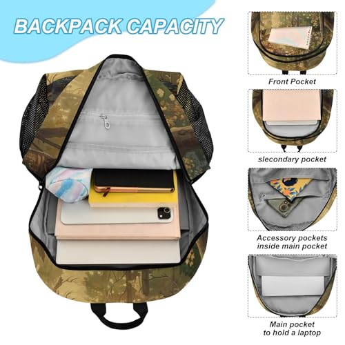 ALAZA Bear and Deer in The Forest Backpack Bookbag Notebook Laptop Bag Casual Travel Daypack with Lunch Bag for Women Men4