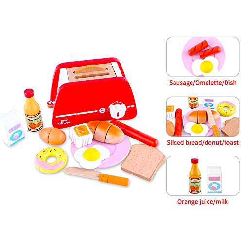 Küchenspielzeug Küchenmaschine Pop-Up Toaster 13 STK Kinder aus Holz, Kochenspielzeug Zubehör Lernspielzeug Rollenspiel… – Bild 2