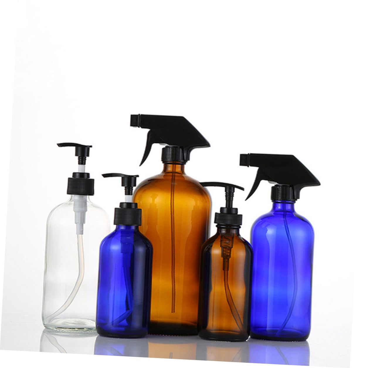 TEHAUX 2 Stück Braune Glas Sprühflaschen 500 ml Wiederbefüllbare Make Up Sprühflasche Auslaufsicher Tragbar für Hautpflege und Reisen