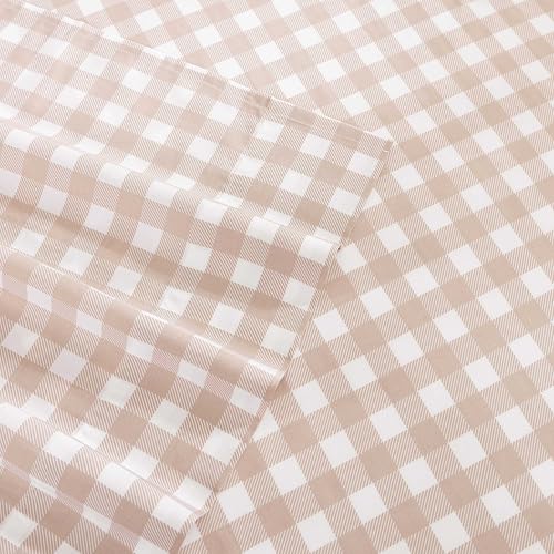 Image of Stone Cottage - Sheet Set, Crisp & Breathable Percale Cotton Bedding with Matching Pillowcases, 200-Thread Count, Deep Pocket, Vintage Inspired Home Essentials (Cottage Check Beige, King)