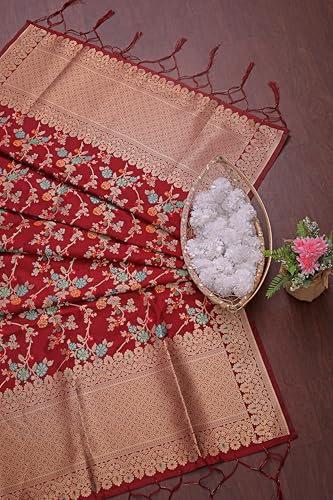 Image of DEVANGI Women's Woven Banarasi Silk Dupatta /Chunni For Women, Floral Print 1 Meter Wide and 2.3 Meter Length Printed Designer Dupatta /Chunni For Girls