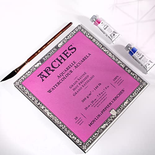 Image of Arches Watercolor Paper Block, Hot Press, 7.9 inch x 7.9 inch, 140 Pound
